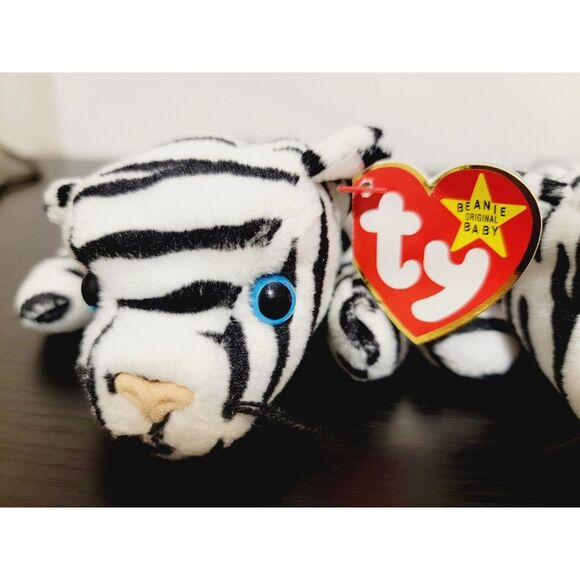 Blizzard White Tiger Lot of 2 Ty Beanie Babies #4163 1996 Retired PVC - Picture 4 of 11